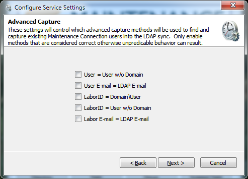 Optional Advanced Capture Screen